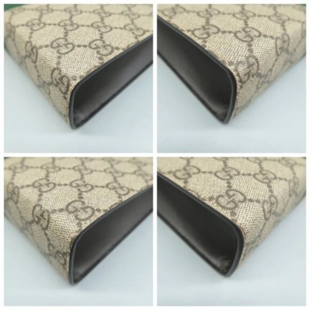 Authentic Gucci GG Supreme Web Stripe Canvas Clutch Pouch Bag Luxury - Picture 9 of 12